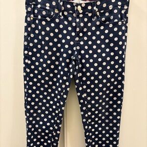 Kate Spade Broome Street Navy and White Polka Dot Cropped Pants